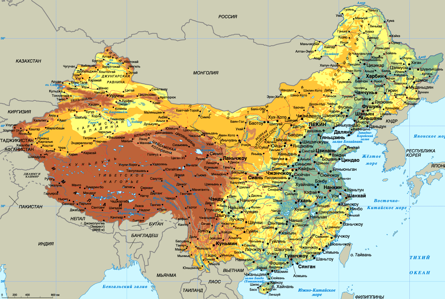 Китай на карте