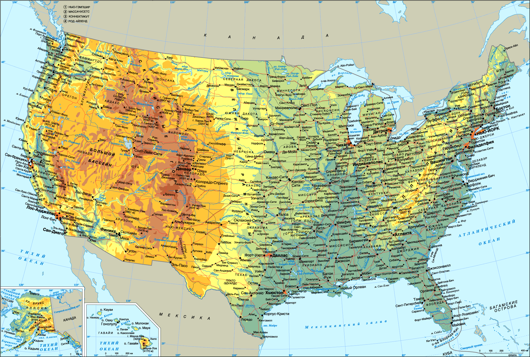 США на карте